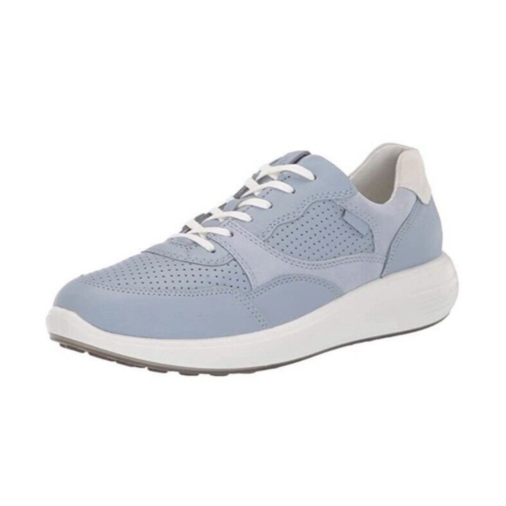 Ecco Soft 7 Runner Woman’s Dusty Blue Shadow White Lace Up Sneakers Sz 38 / 7 US